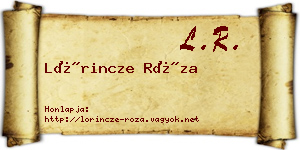 Lőrincze Róza névjegykártya